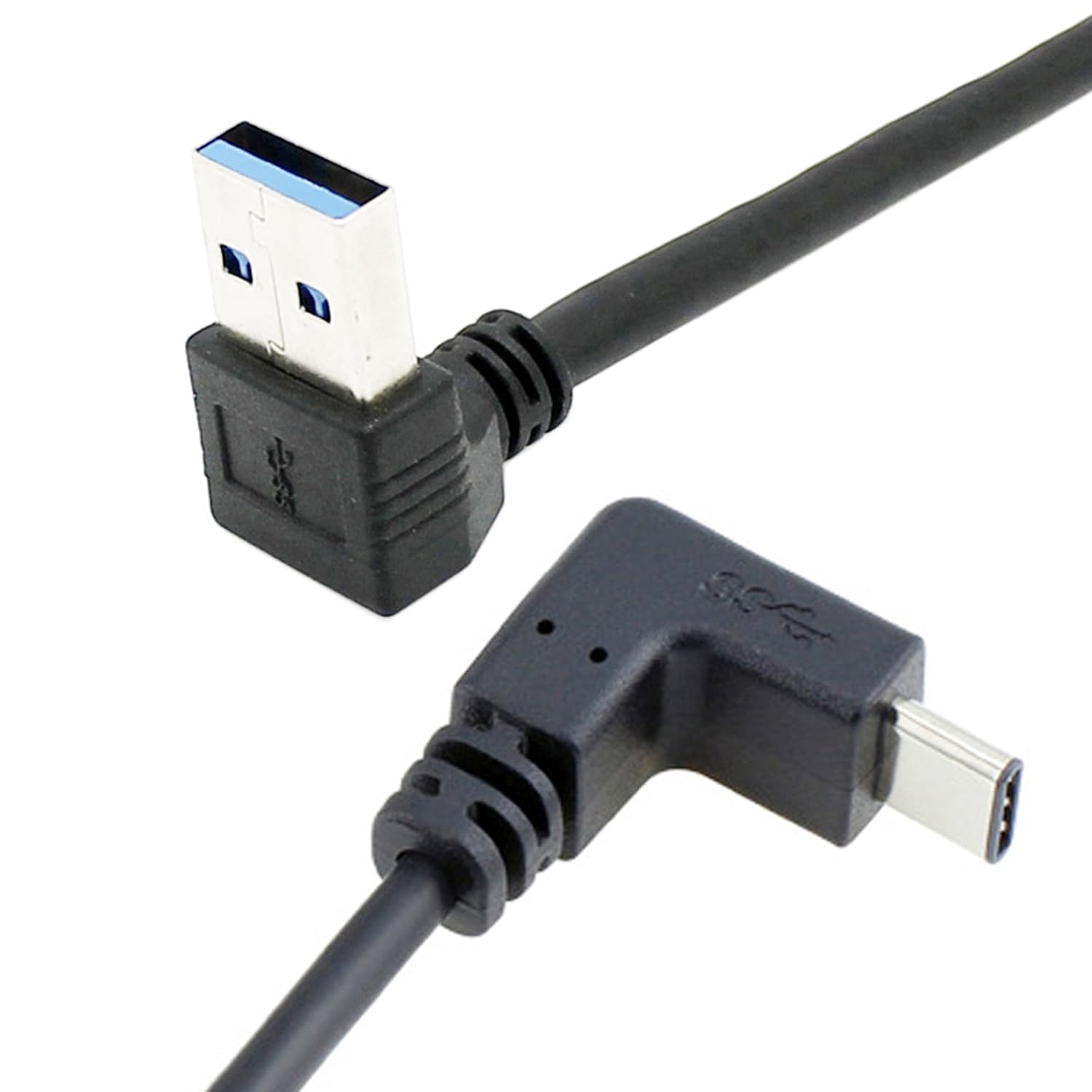USB 3.0 A Male to USB C Angled Male Data Charging Sync Cable 1m