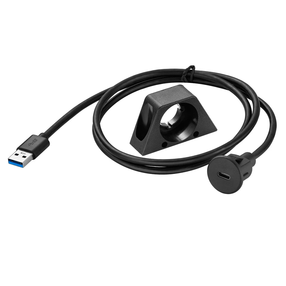 USB 3.0 A Male to USB C Female Flush Mount Cable for Car Truck Boat Motorcycle Dashboard