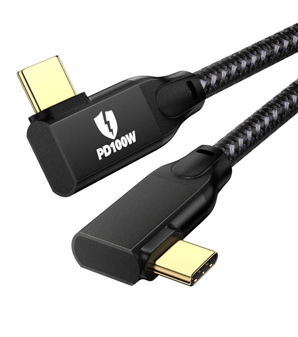 USB 3.2 Type-C to Type-C Cable 100W PD Fast Charging, 20Gbps Data Transfer, Braided Full-Function Dual-Elbow Design