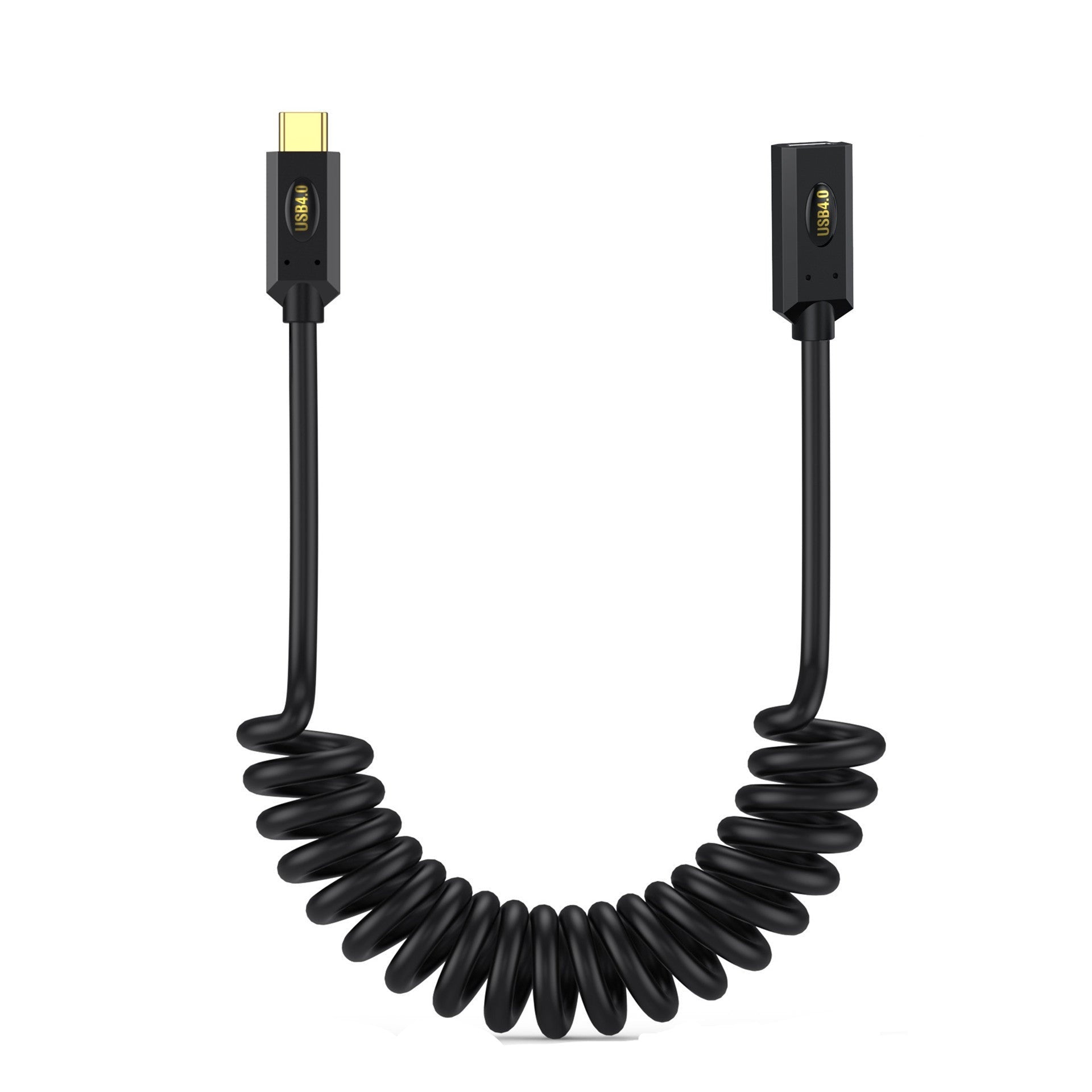 USB 4.0 USB-C male to female coiled extension cable with 40Gbps support