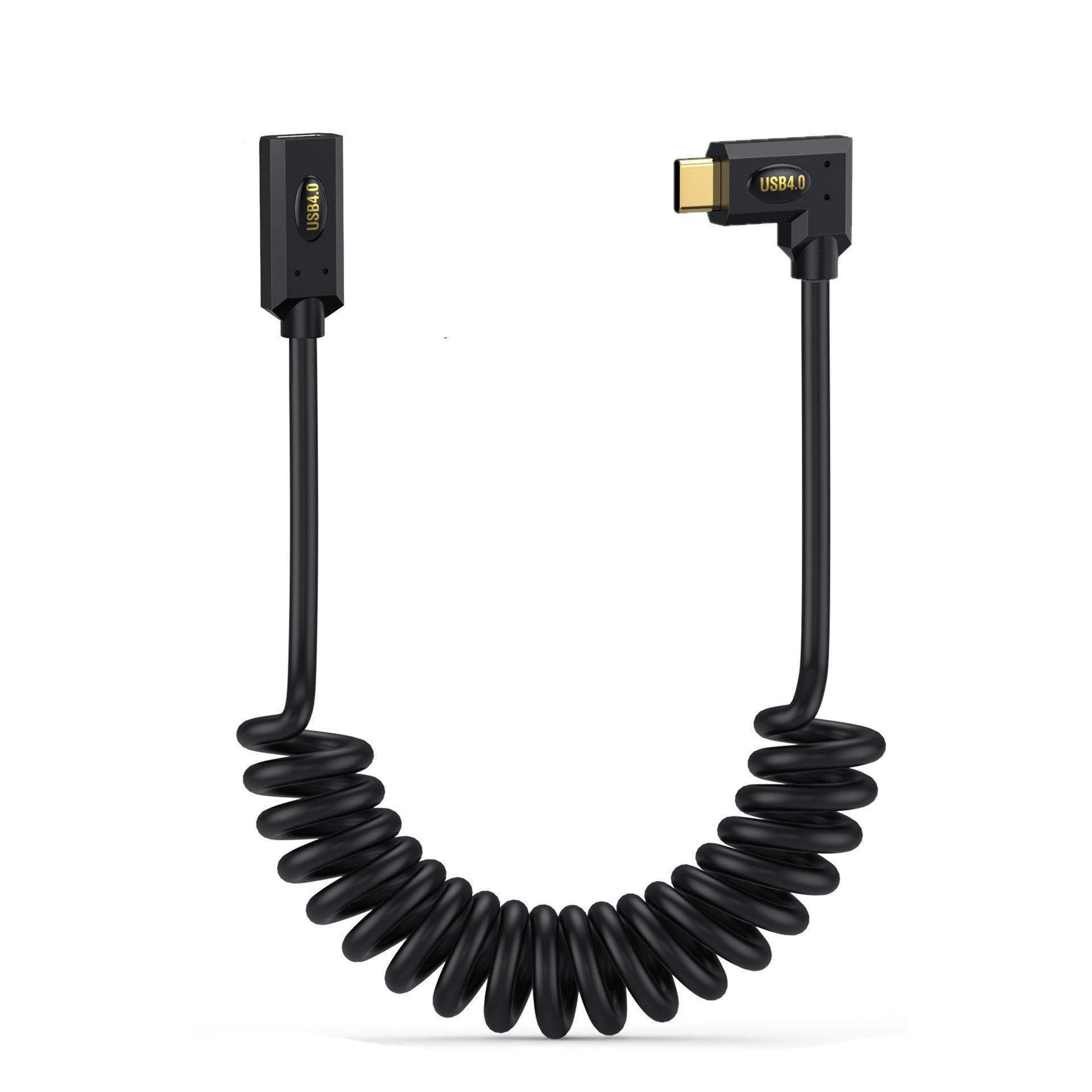 USB 4.0 USB-C right and left angle coiled extension cable with 40Gbps support