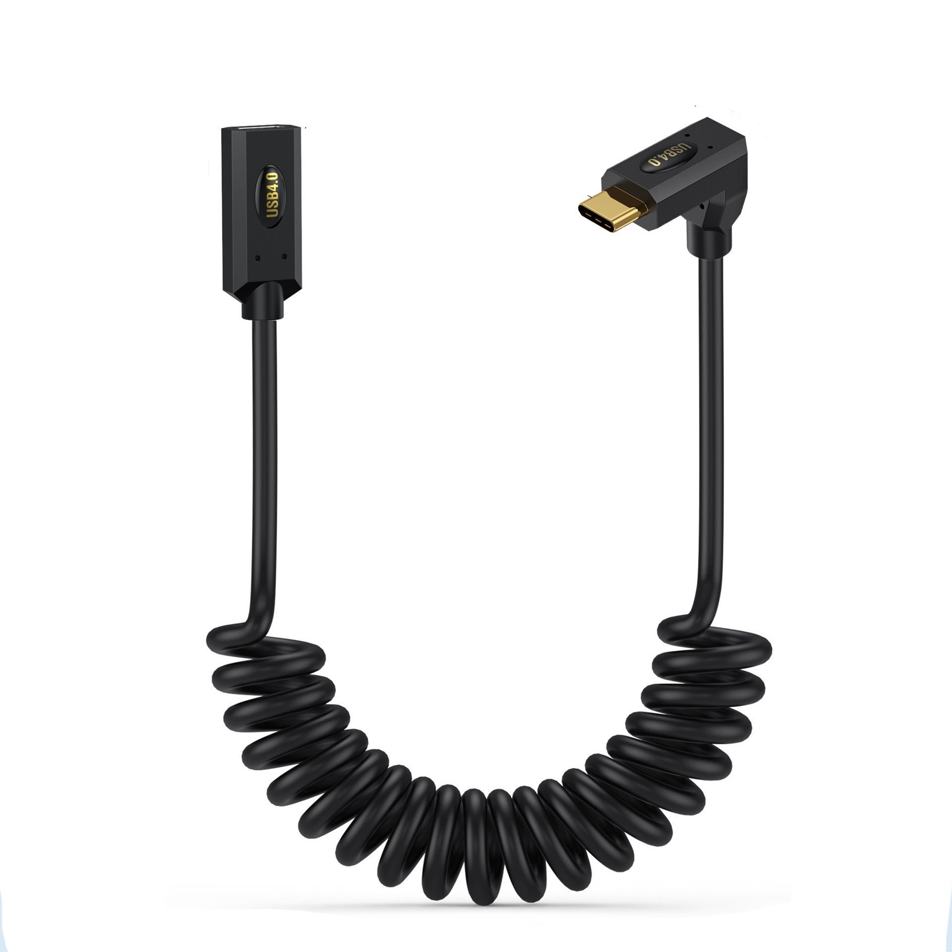 USB 4.0 USB-C up and down angle coiled extension cable with 40Gbps support