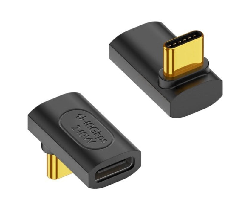 USB4 USB C male to female up down angled adapter supporting 240W charging and 40Gbps transfer speeds