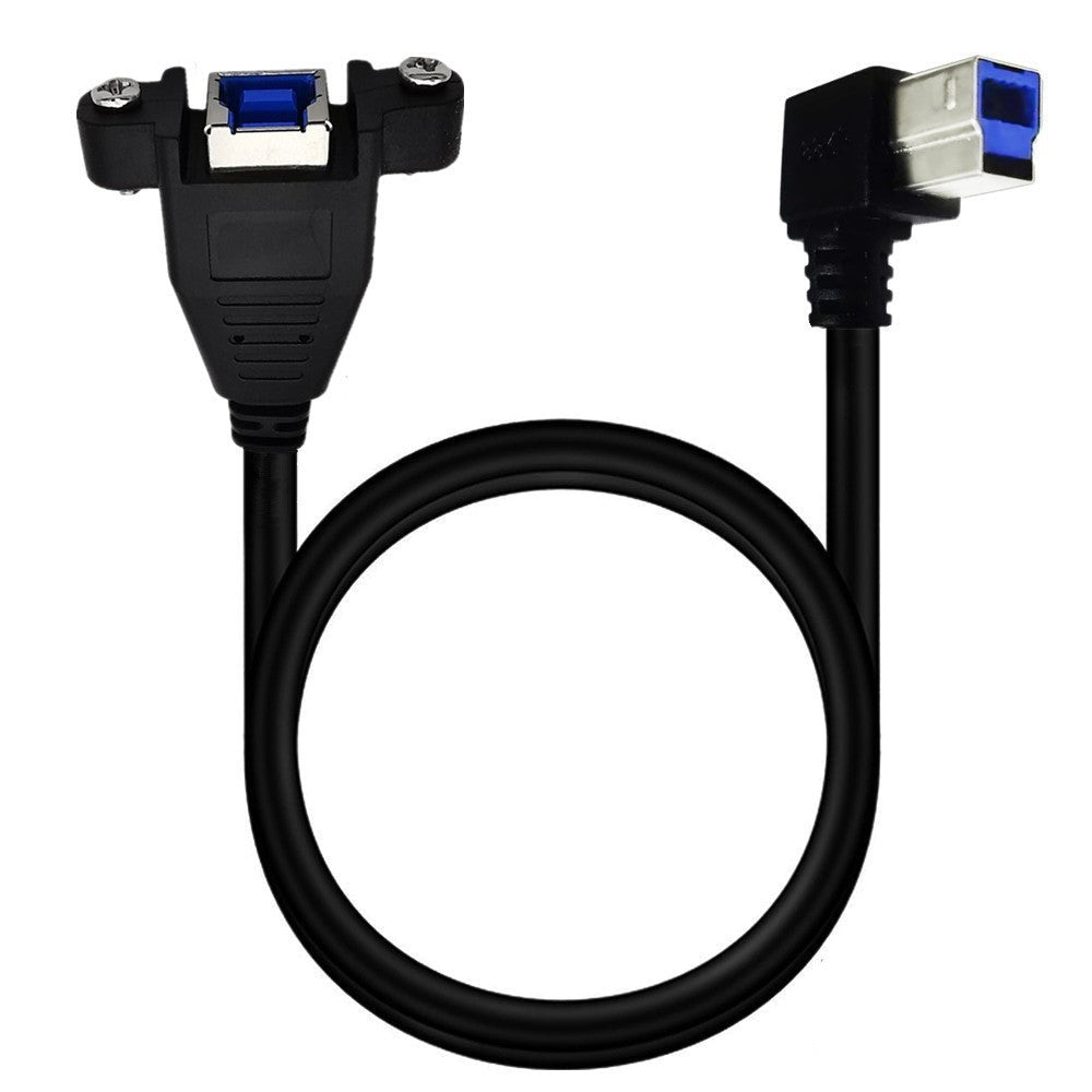 USB 3.0 Type B Male to B Female Panel Mount Extension Cable for Printer, Scanner, Hard drive | Down Angle