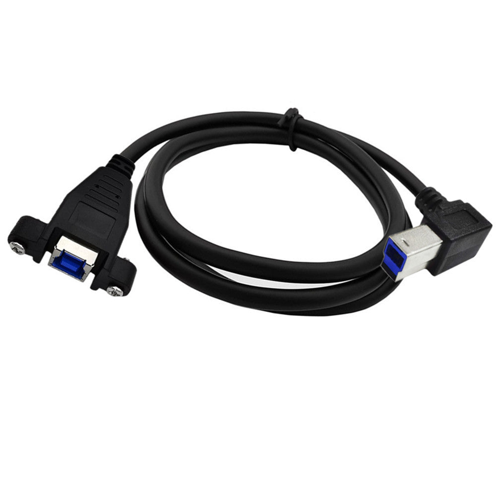 USB 3.0 Type B Male to B Female Panel Mount Extension Cable for Printer, Scanner, Hard drive | Right Angle
