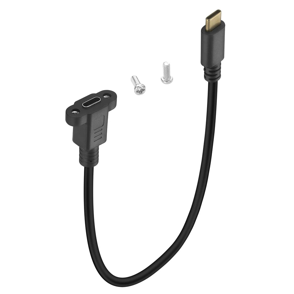 USB C Male to Female Panel Mount Extension Cable USB 3.1 10Gbps 0.3m / 0.5m