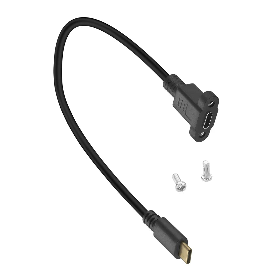 USB C Male to Female Panel Mount Extension Cable USB 3.1 10Gbps 0.3m / 0.5m