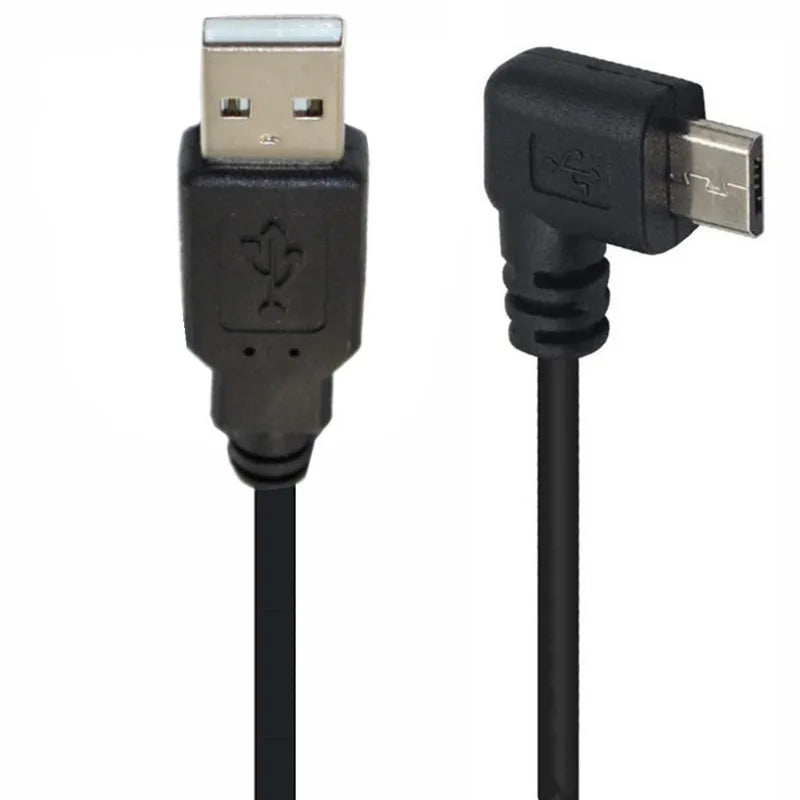 Micro USB 5-Pin to USB 2.0 Type-A Data & Charging Cable – Left Angle Connector