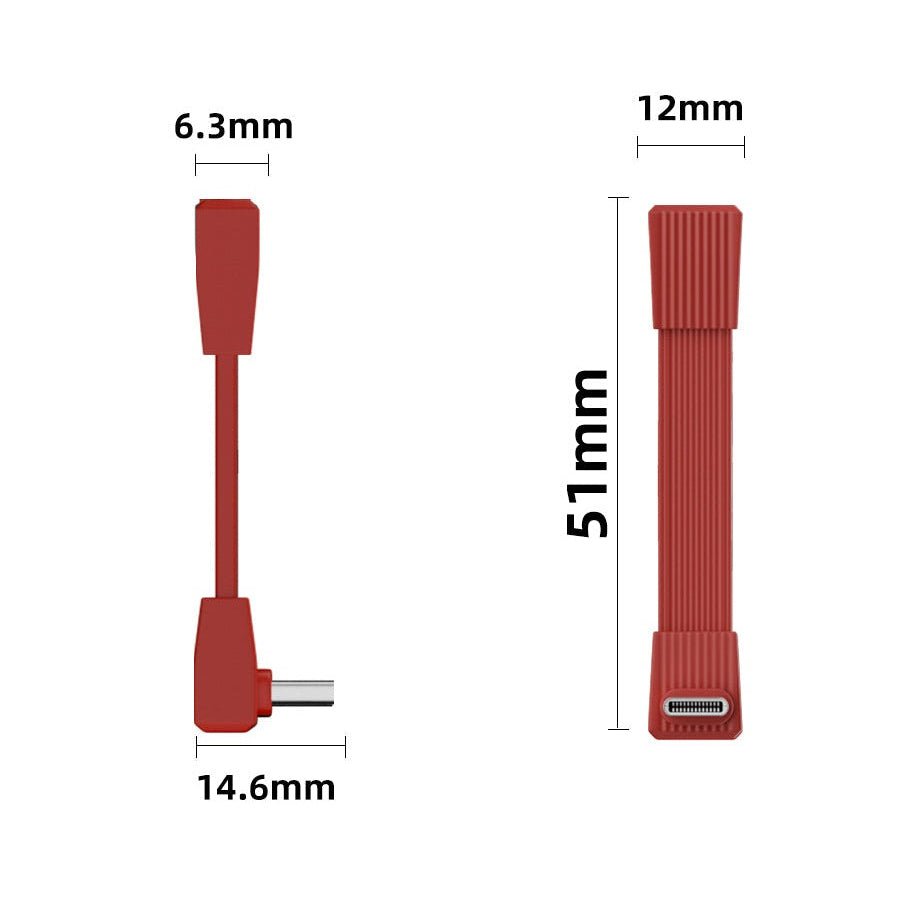 Red Type-C cable with specifications on a white background