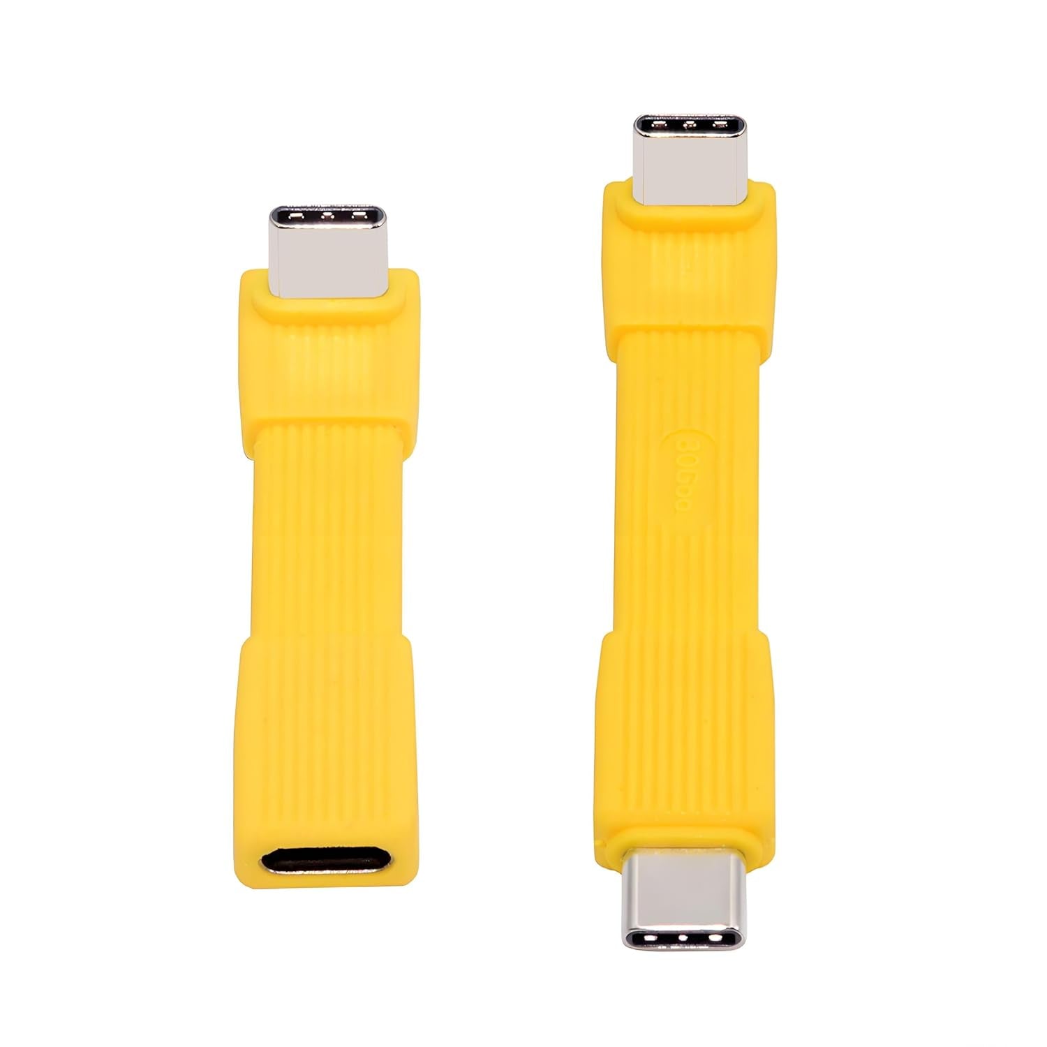 yellow USB‑C 80Gbps 240W flat angled extension cable, 51 mm