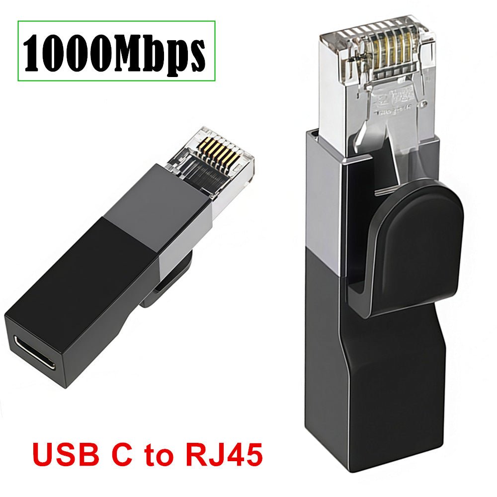 USB C to RJ45 adapter with 1000Mbps label on a white background