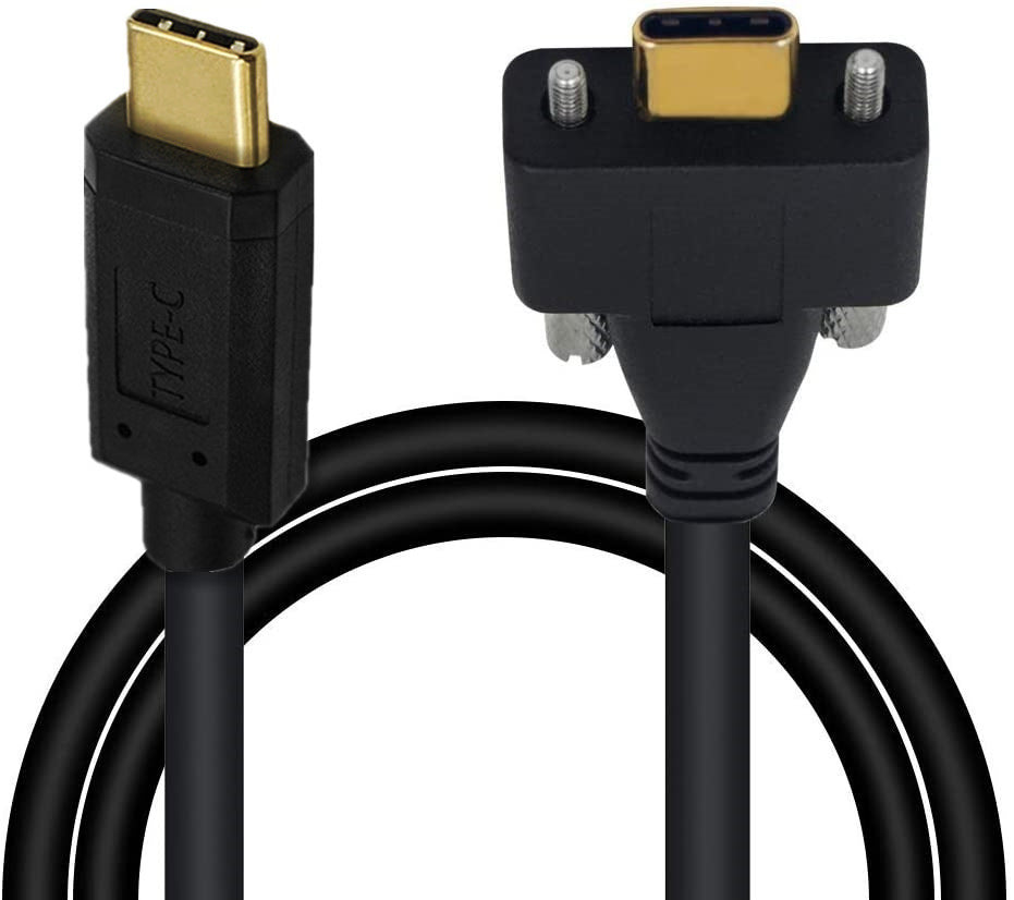 USB-C Male to USB-C 3.1 Male Data Charge with Screw Panel Mount Industrial Camera Cable 5A 10Gbp