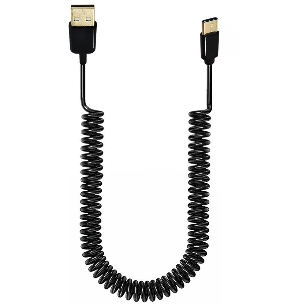 USB 2.0 A Male to USB C Coiled Data Sync Charging Cable