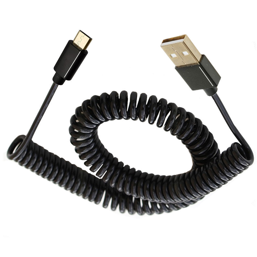 USB 2.0 A to Micro B 5Pin Data Charging Coiled Cable
