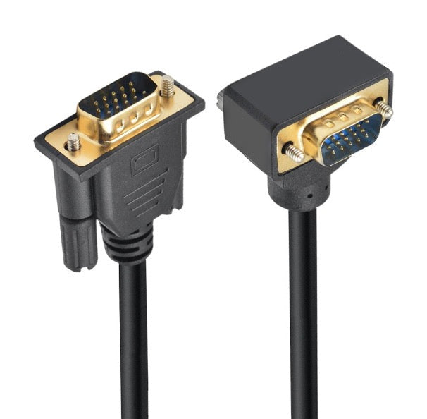 VGA 15 pin male to female down angle extension cable with angled VGA connector