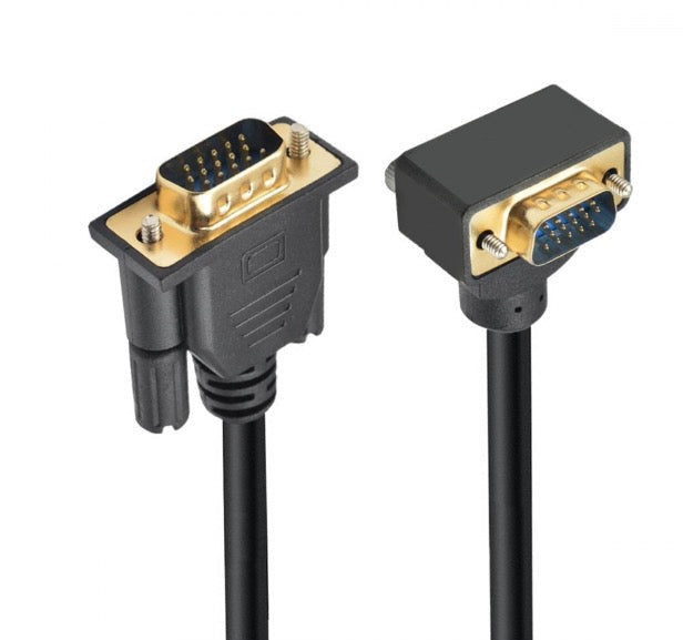VGA 15 pin male to female up angle extension cable with angled VGA connector