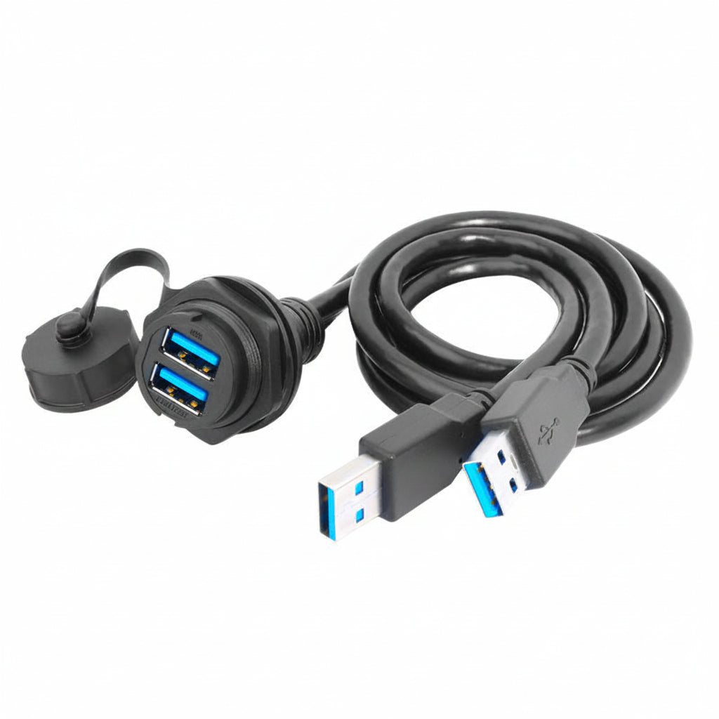 Industrial dual USB waterproof connector cable