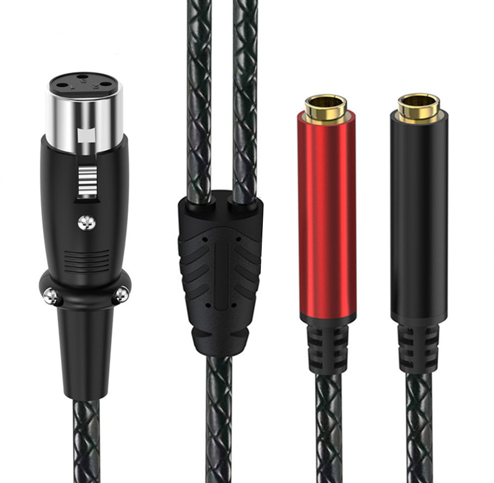 3-pin XLR female to dual 6.35mm TRS female audio splitter cable