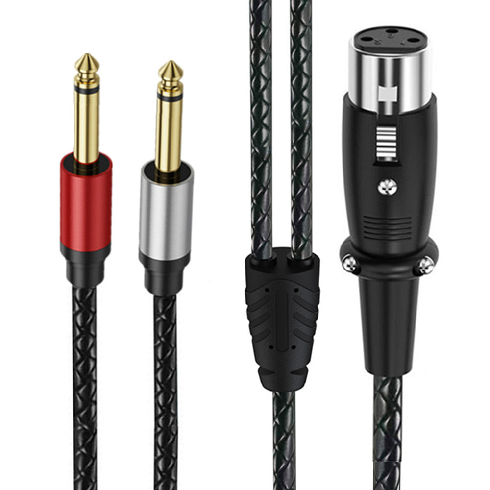 3-pin XLR female to dual 6.35mm TS male audio splitter cable