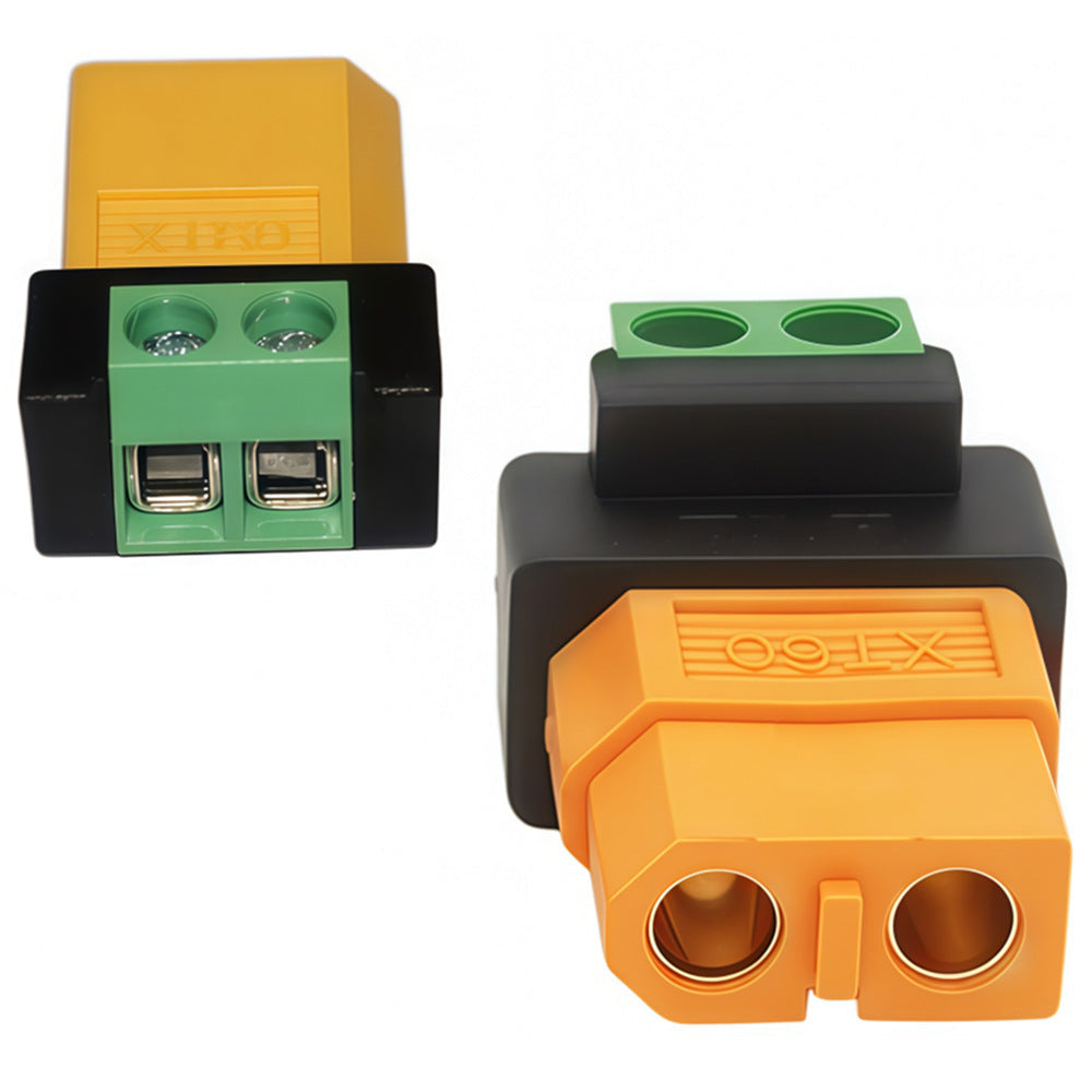 XT60 female to 2-pin green screw terminal power adapter