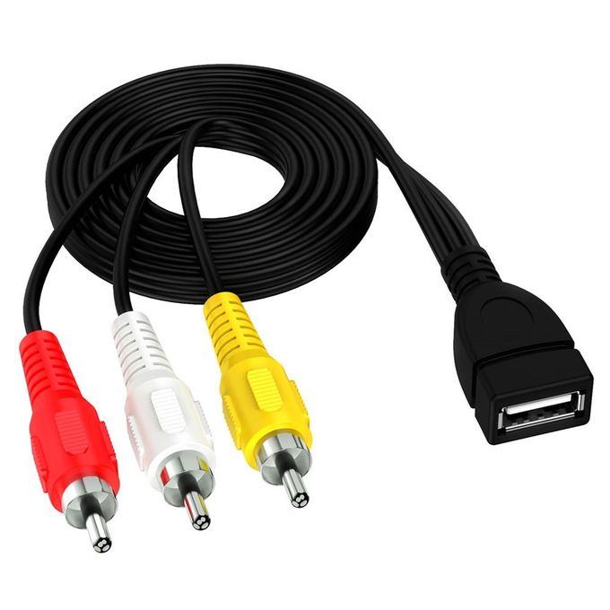 Yellow white and red RCA connectors with USB female adapter