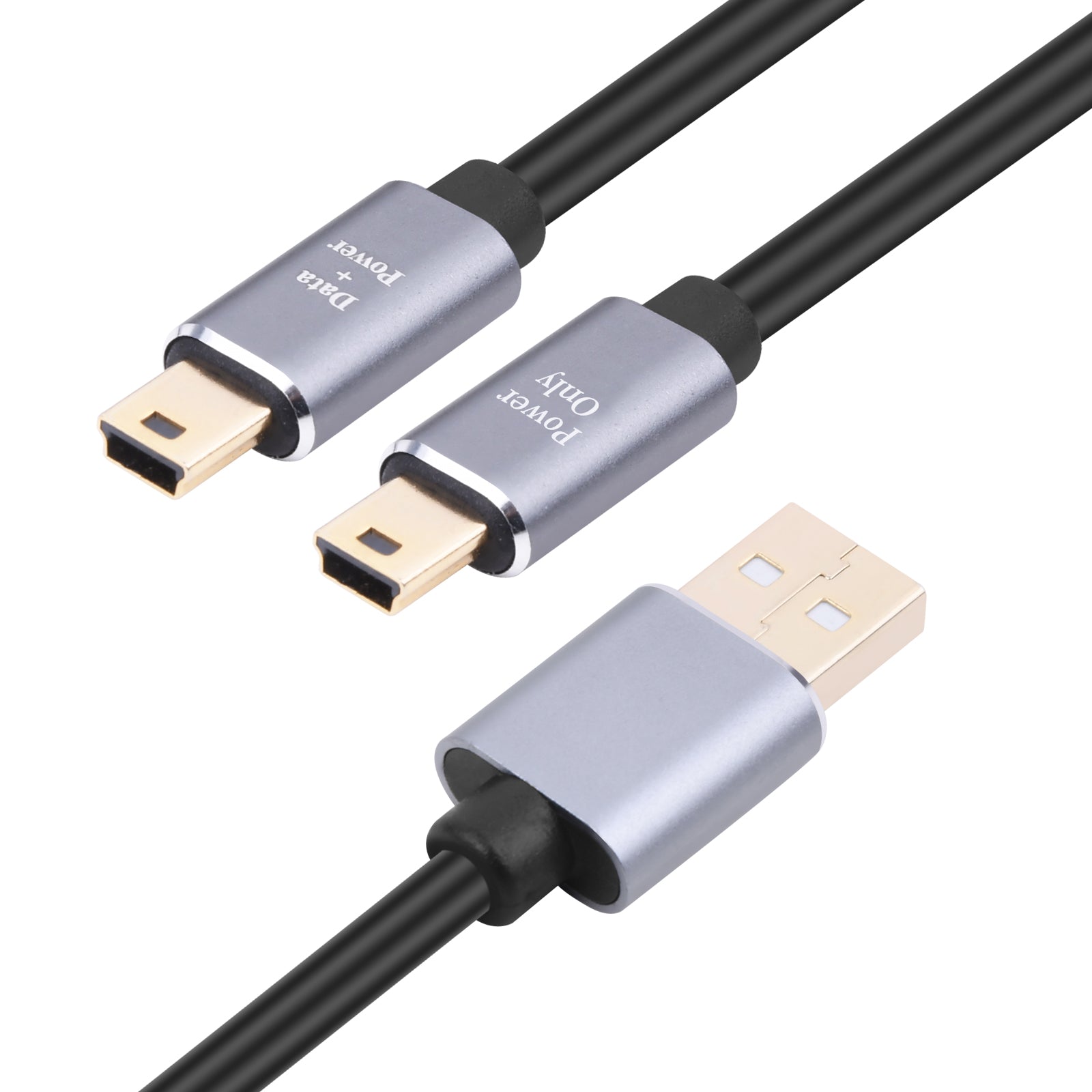 USB 2.0 A Male to Dual Mini B 5-pin Male Data Sync Charge Y Splitter Cable 1m