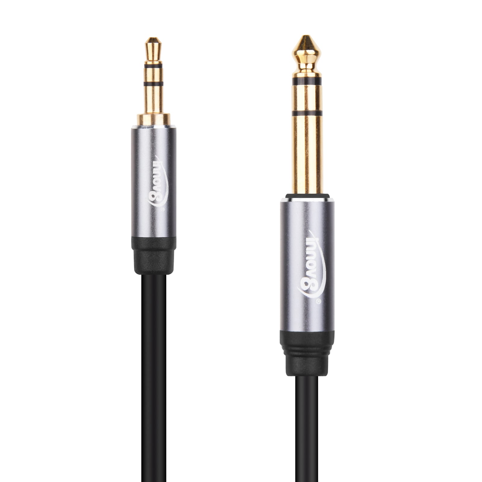 3.5mm AUX Male TRS to 6.35mm Male TS Audio Stereo HiFi Coiled Cable 1.8m