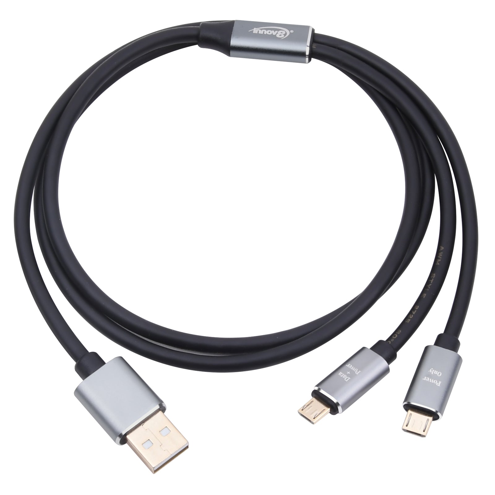 USB 2.0 A Male to Dual Micro USB Male Splitter Cable 1m