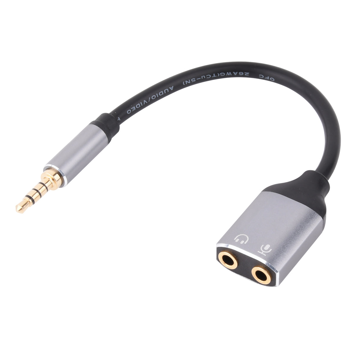 3.5mm Jack 4-Pole Microphone Headphone Audio Splitter Cable 0.3m