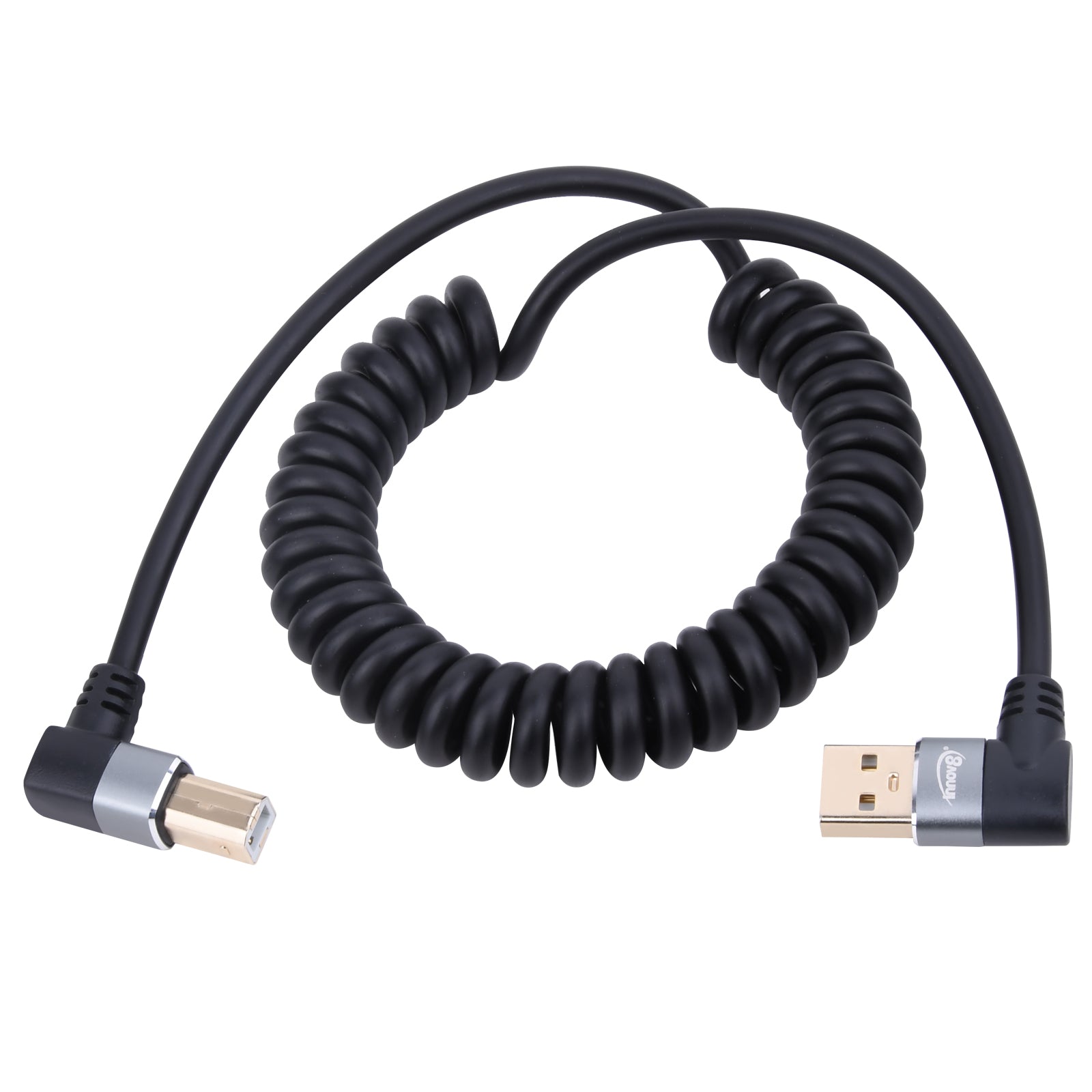 USB 2.0 Type A Male to Type B Male Coiled Spring Printer Scanner Cable