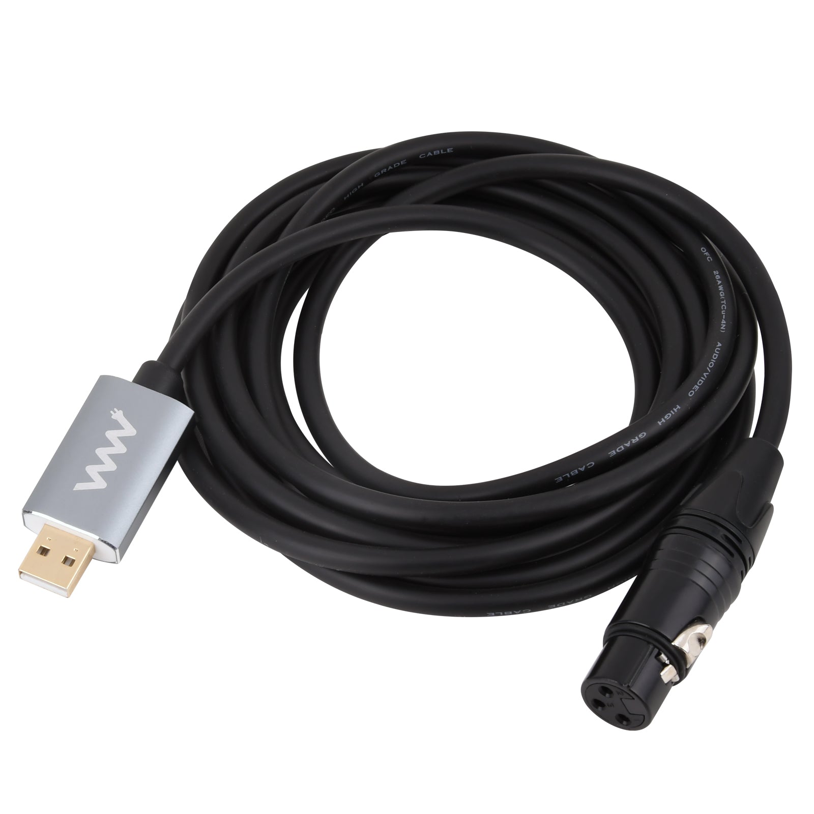 3Pin XLR Female to USB 2.0 A Male Mic Link Cable For Microphone Recording 3m