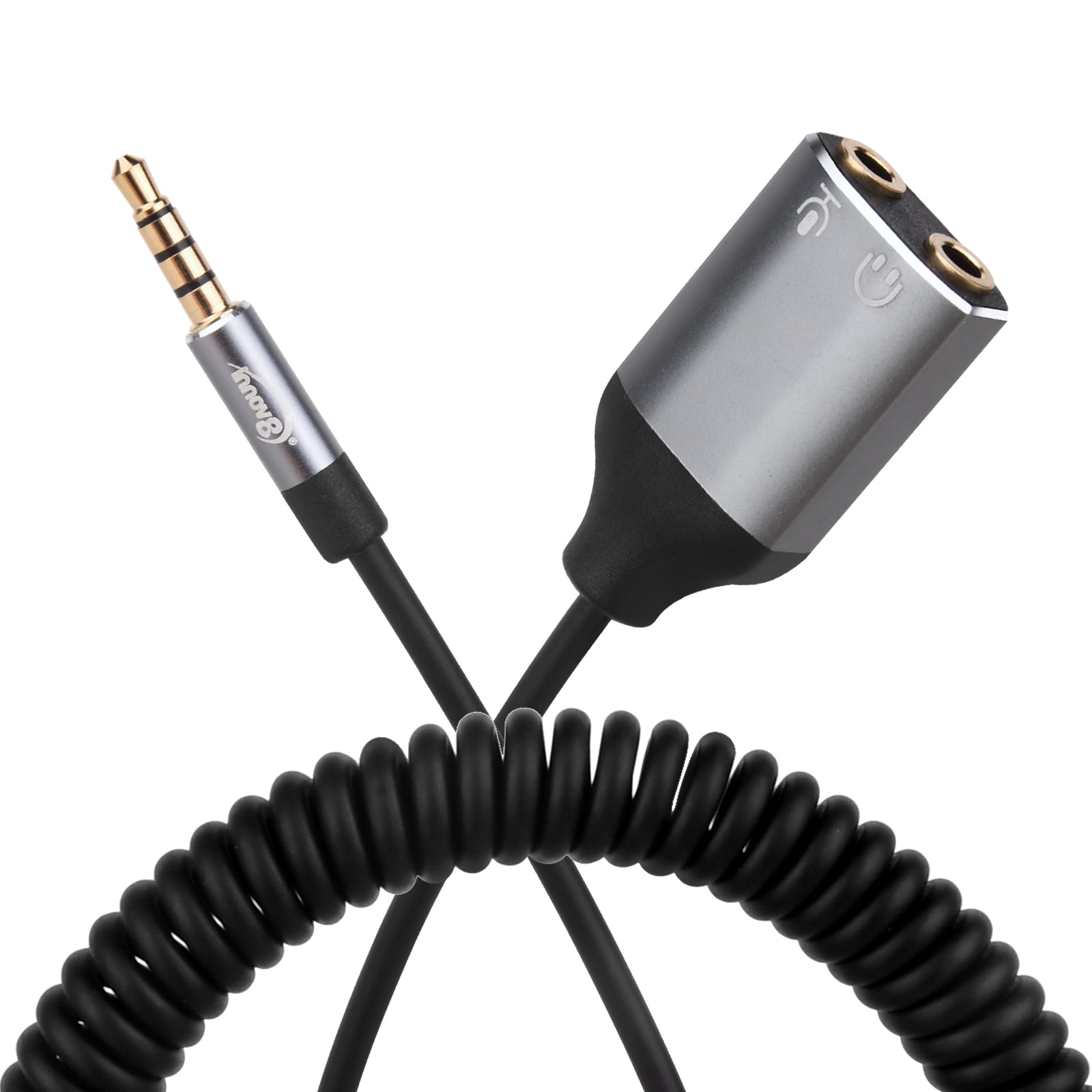 3.5mm TRRS 4-Pole Male to Dual TRS Female Microphone Headphone Y Splitter