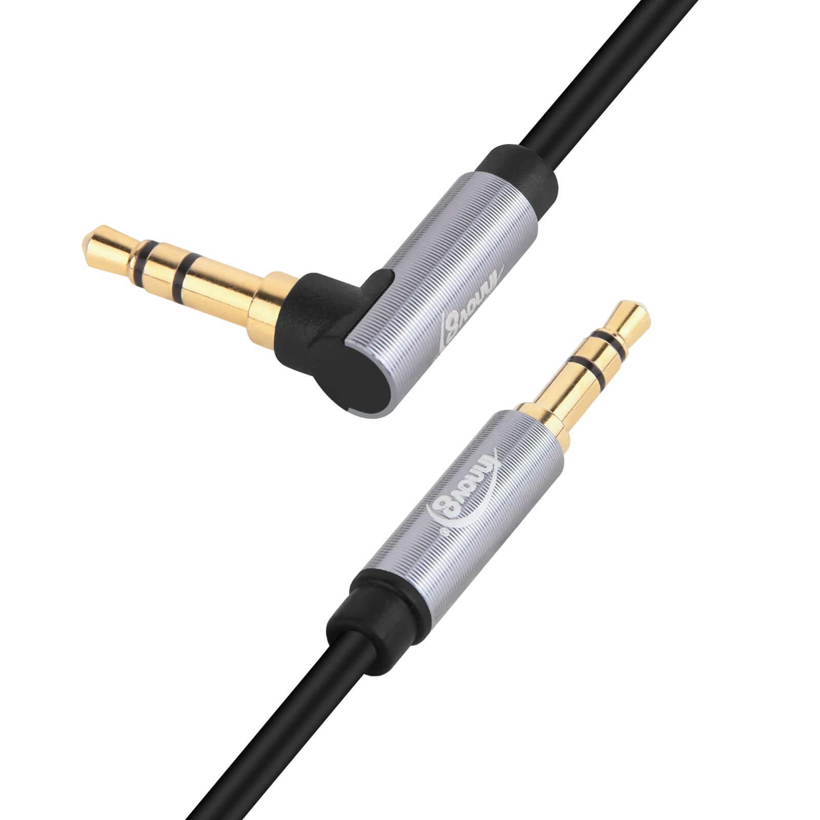 3.5mm TRS Male to Angled TRS Male Coiled Stereo Audio Cable 1.8m