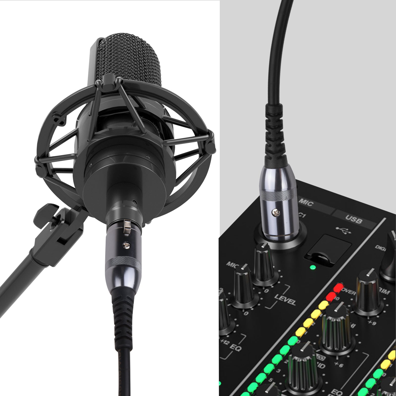 XLR 3 Pin Male to XLR Female Microphone Audio Extension Cable 3m