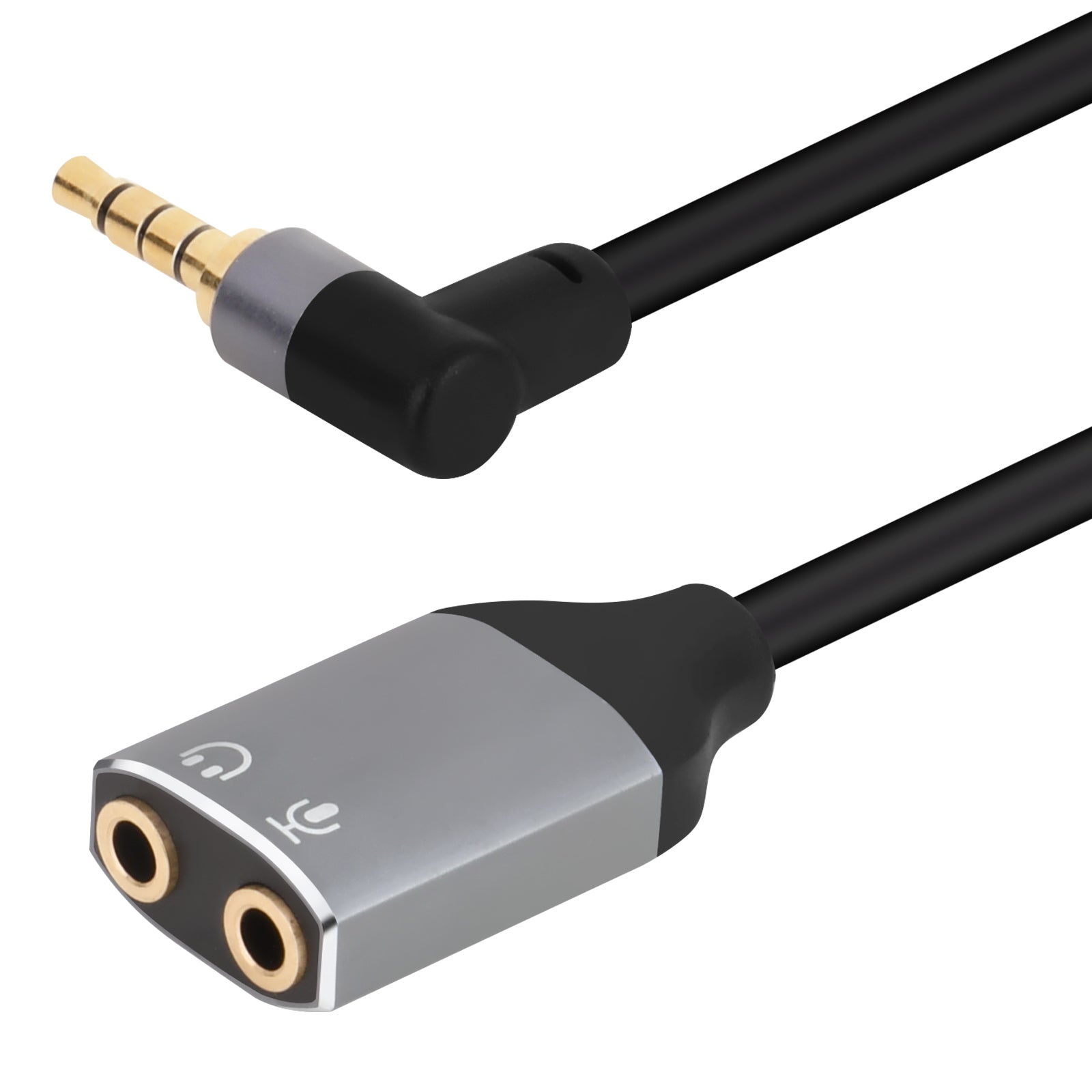 3.5mm 4 Pole Microphone and Headphone Splitter Mic Audio Combo Cable 1m