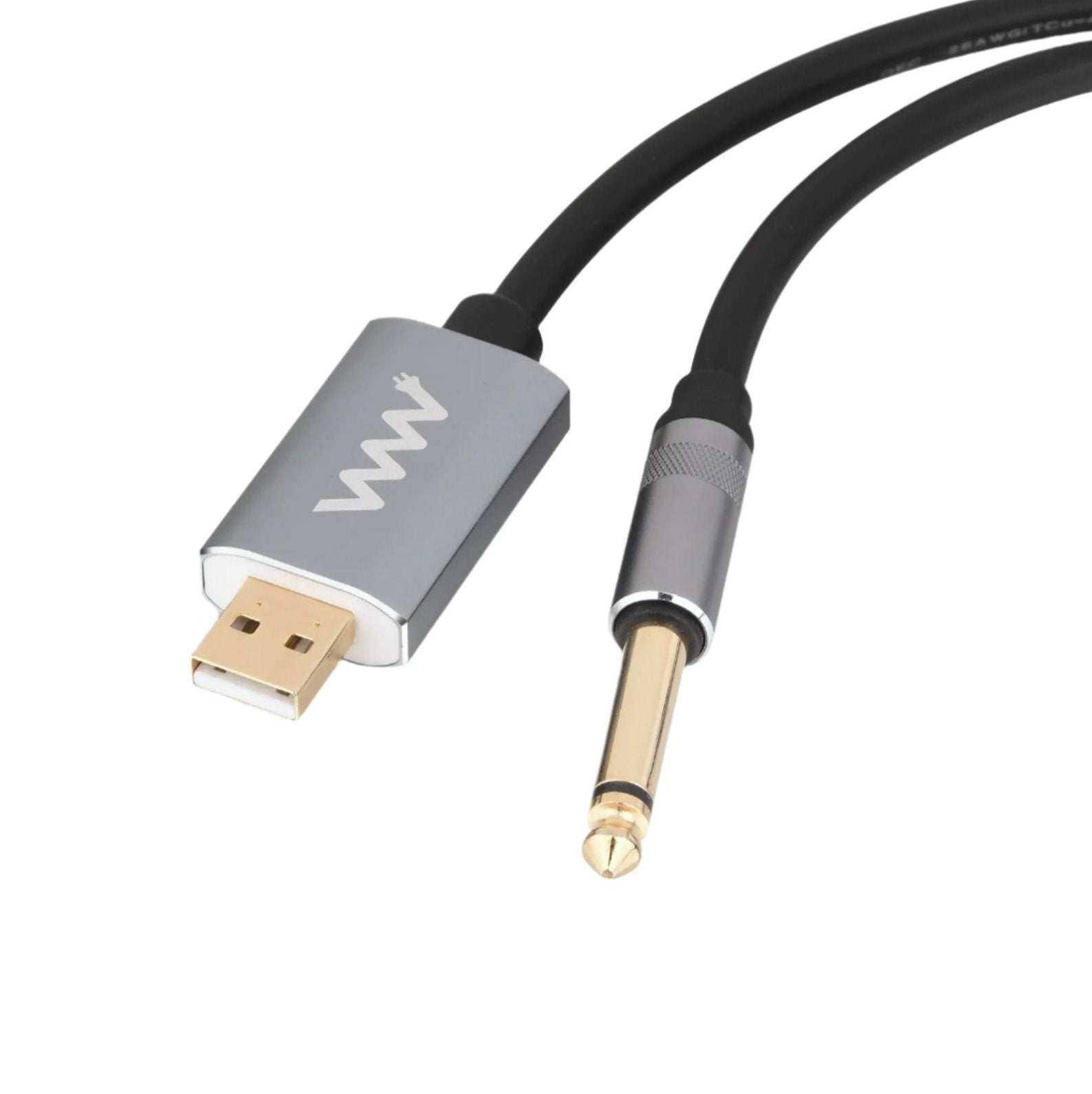 USB 2.0 A Male to 6.35mm 1/4" Mono TS Male Electric Guitar Cable 3m