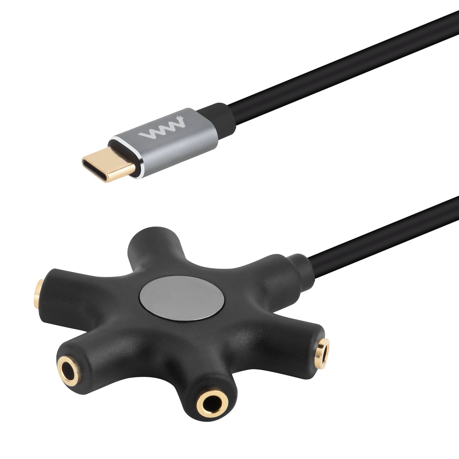 USB-C to 3.5mm AUX Female 5-Way Multi Headphone Audio Splitter Adapter 1m