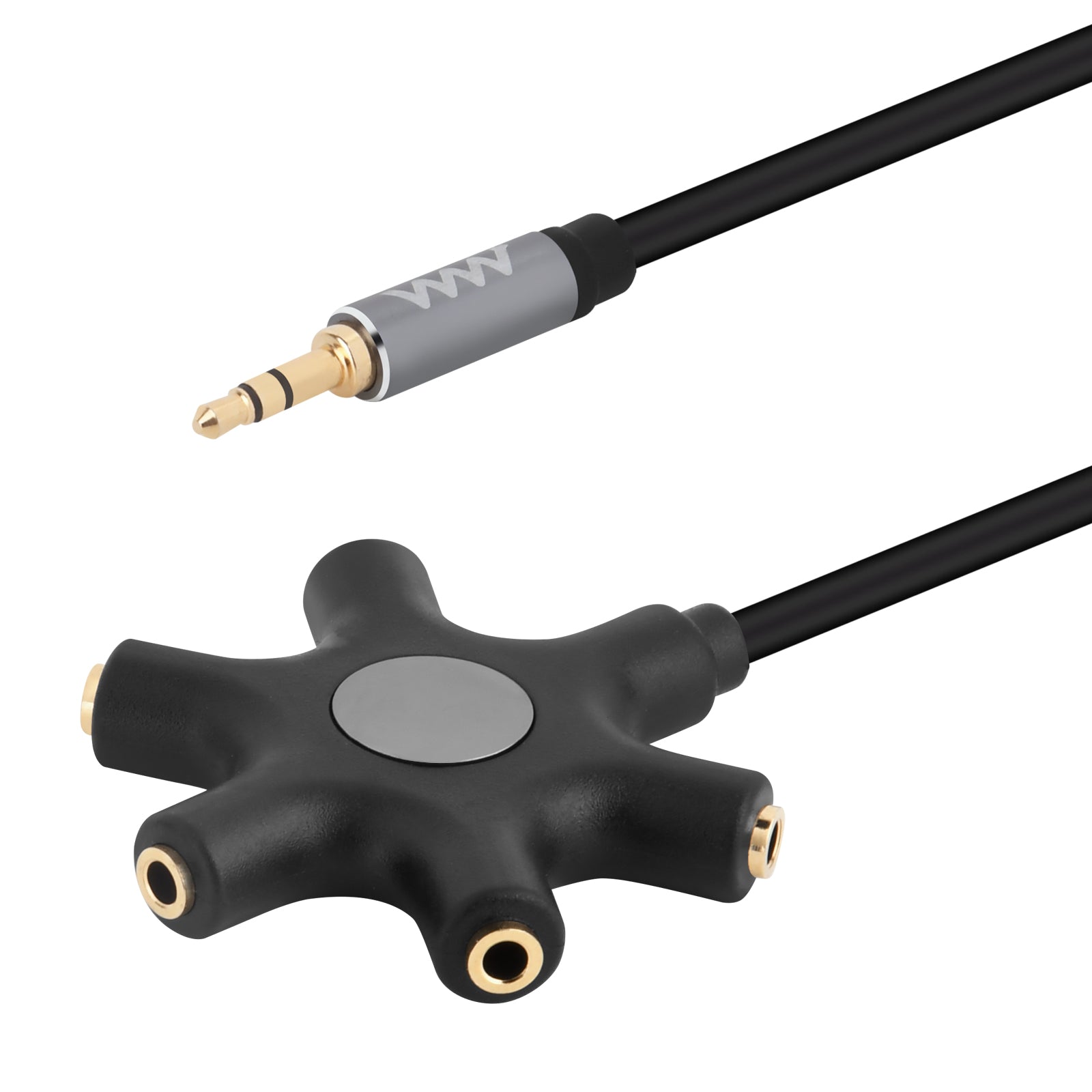 3.5mm Male AUX to 5 Ports Female Multi Headphone Stereo Audio Splitter 1m