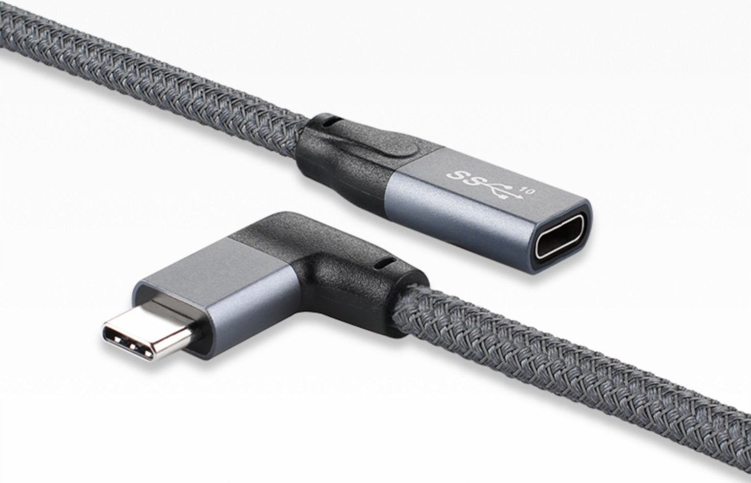 USB-C 3.1 Angled Male to Straight Female 100W Thunderbolt 3 Cable 10Gbps