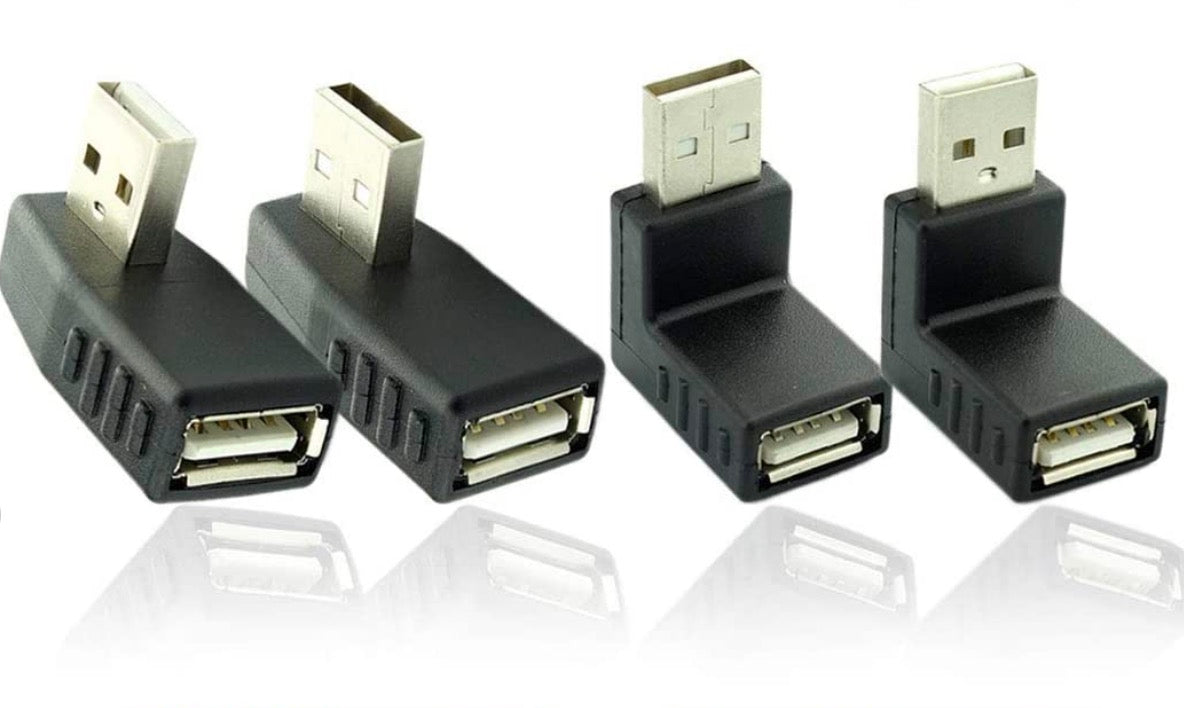 USB 2.0 A Male to Female 90° Angled Extension Adapter