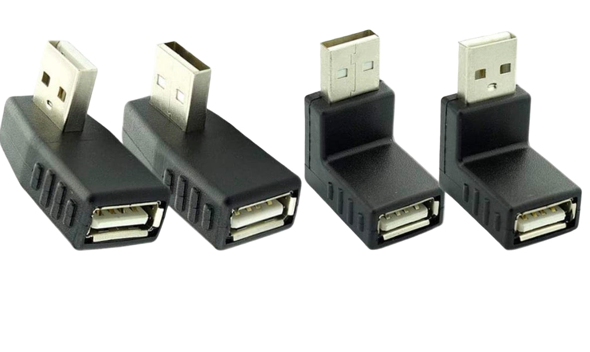 USB 2.0 A Male to Female 90° Angled Extension Adapter