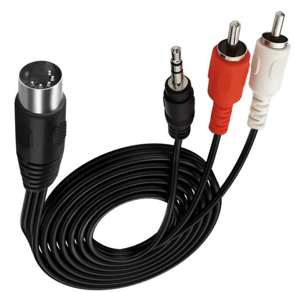 5-Pin Din to Dual RCA Male + 3.5mm Jack 3-Pole Male Audio Cable for European Stereo Systems