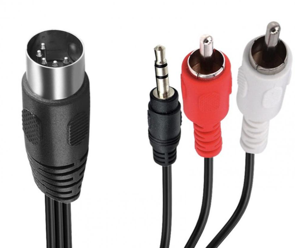 5-Pin Din to Dual RCA Male + 3.5mm Jack 3-Pole Male Audio Cable for European Stereo Systems