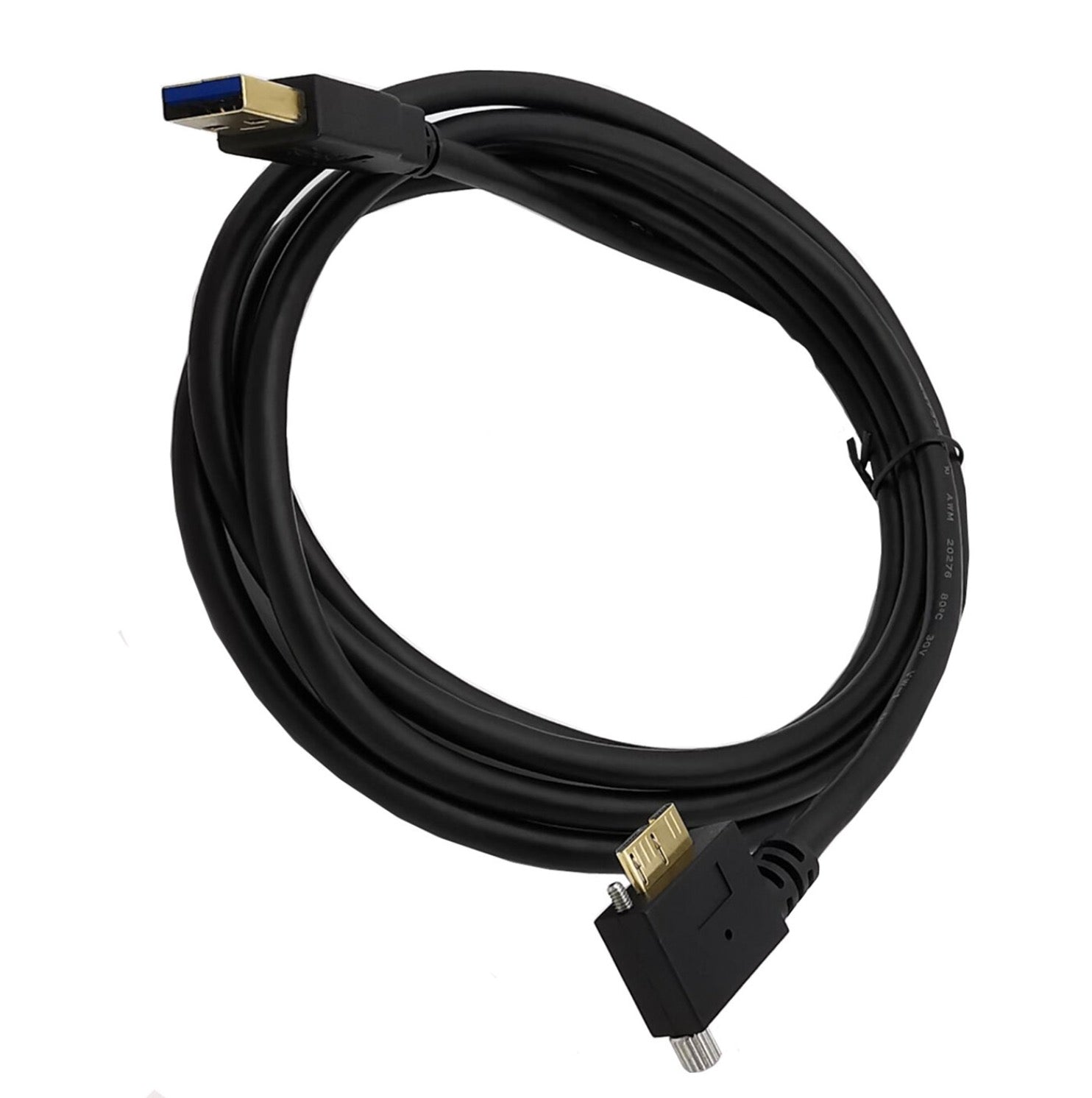 USB 3.0 A Male to Micro-B Charge & Sync Panel Mount Cable with Screws (Right Angle)