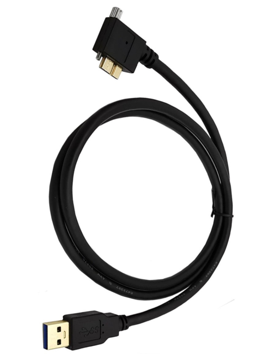 USB 3.0 A Male to Micro-B Charge & Sync Panel Mount Cable with Screws (Right Angle)