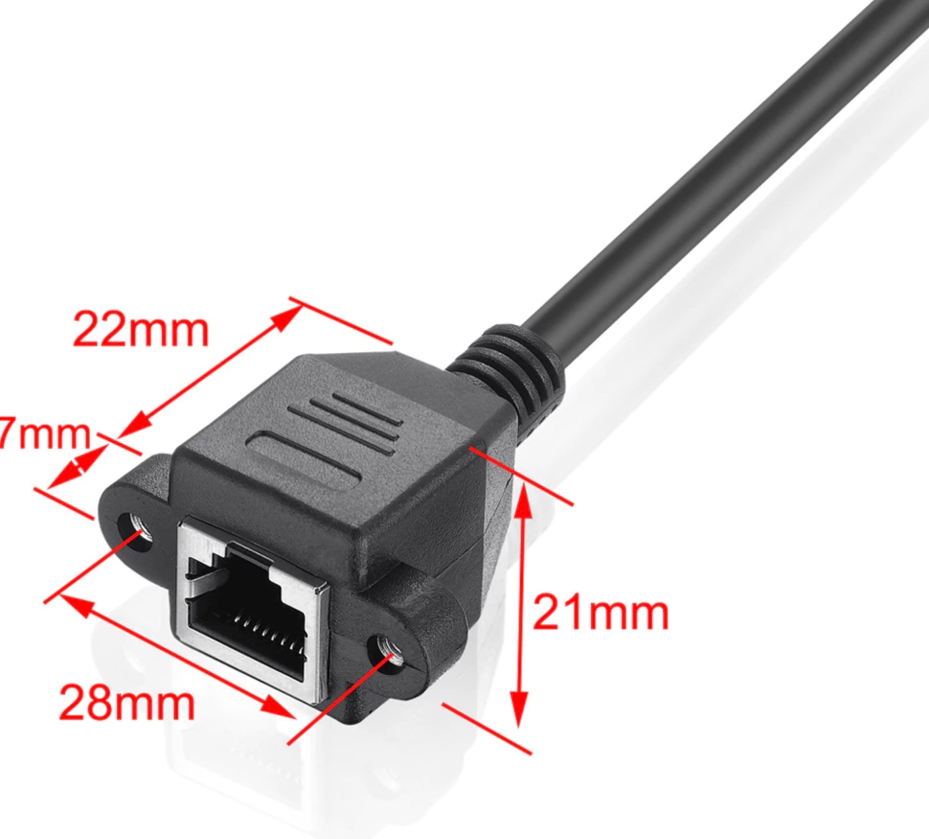 RJ45 Male to Female Panel Mount Ethernet Extension Cable Cat 5E/5 Cat 6