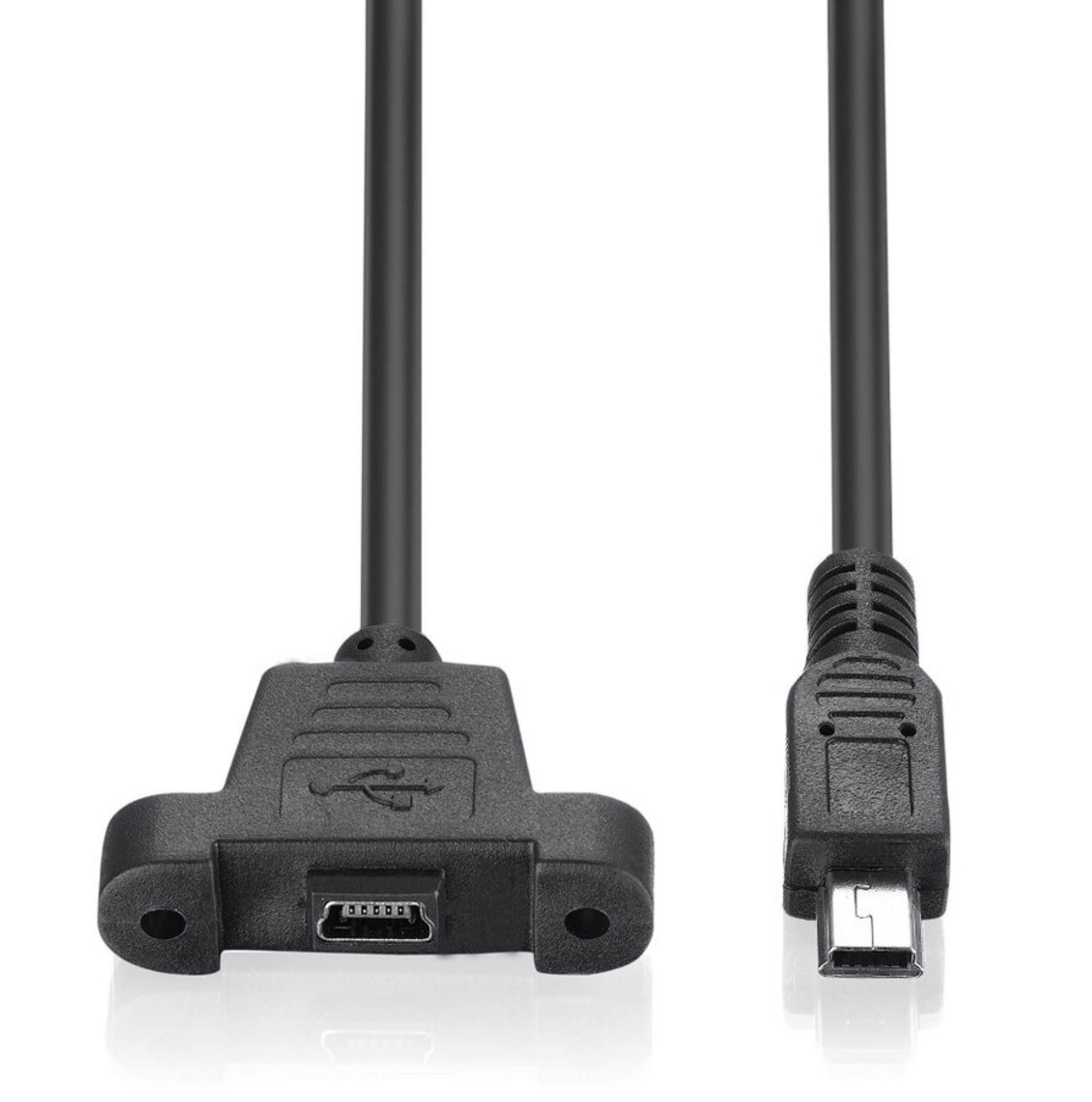 USB Mini-B Panel Mount Extension Cable – Male to Female with Panel Mount (USB 2.0)