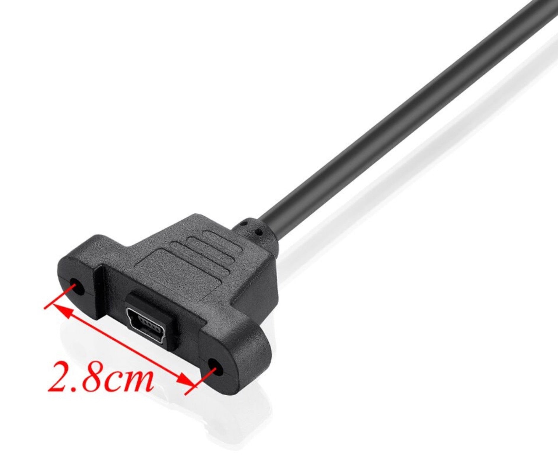 USB Mini-B Panel Mount Extension Cable – Male to Female with Panel Mount (USB 2.0)