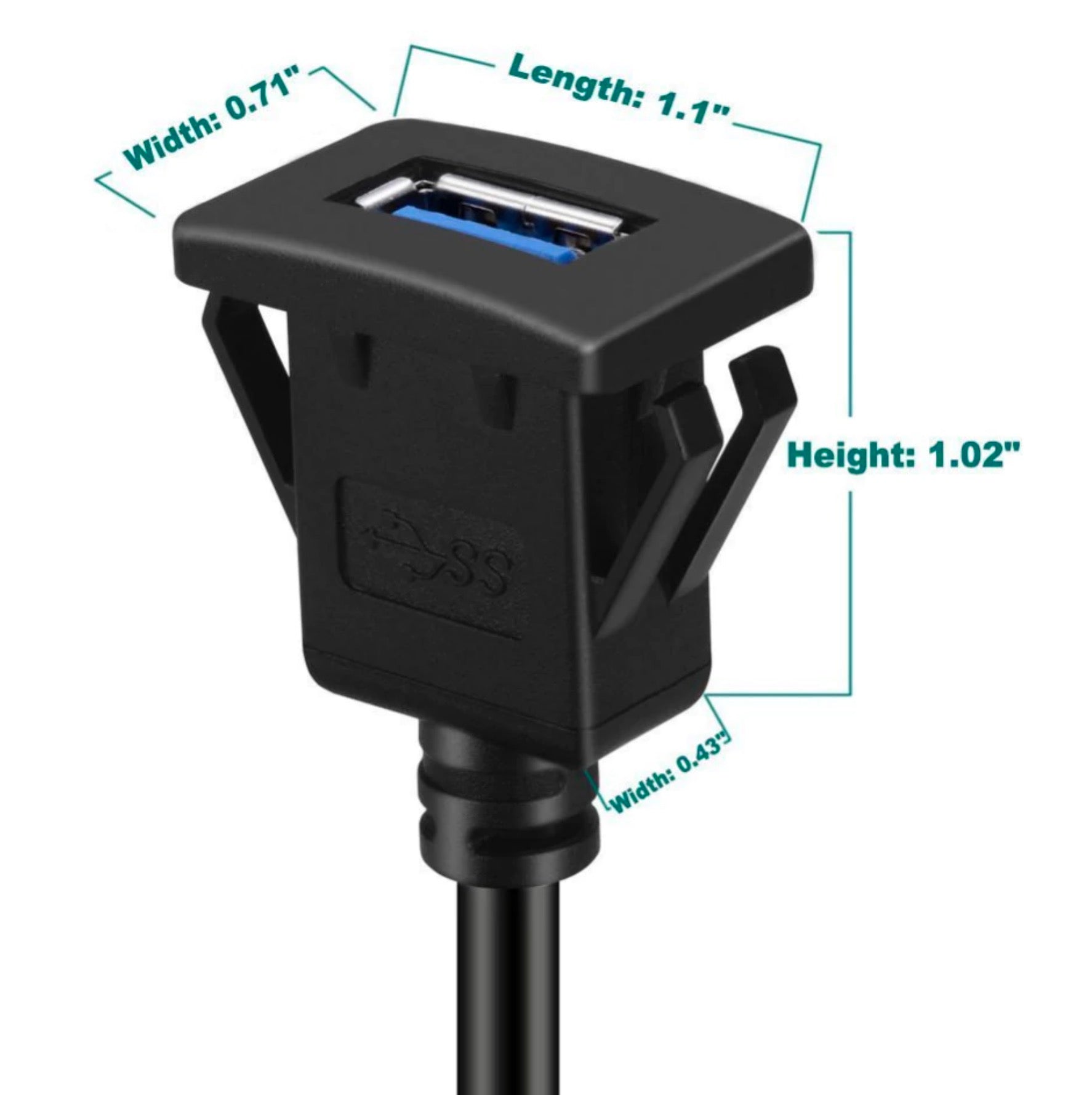 USB 3.0 Type A Male to Female Dash Mount Cable
