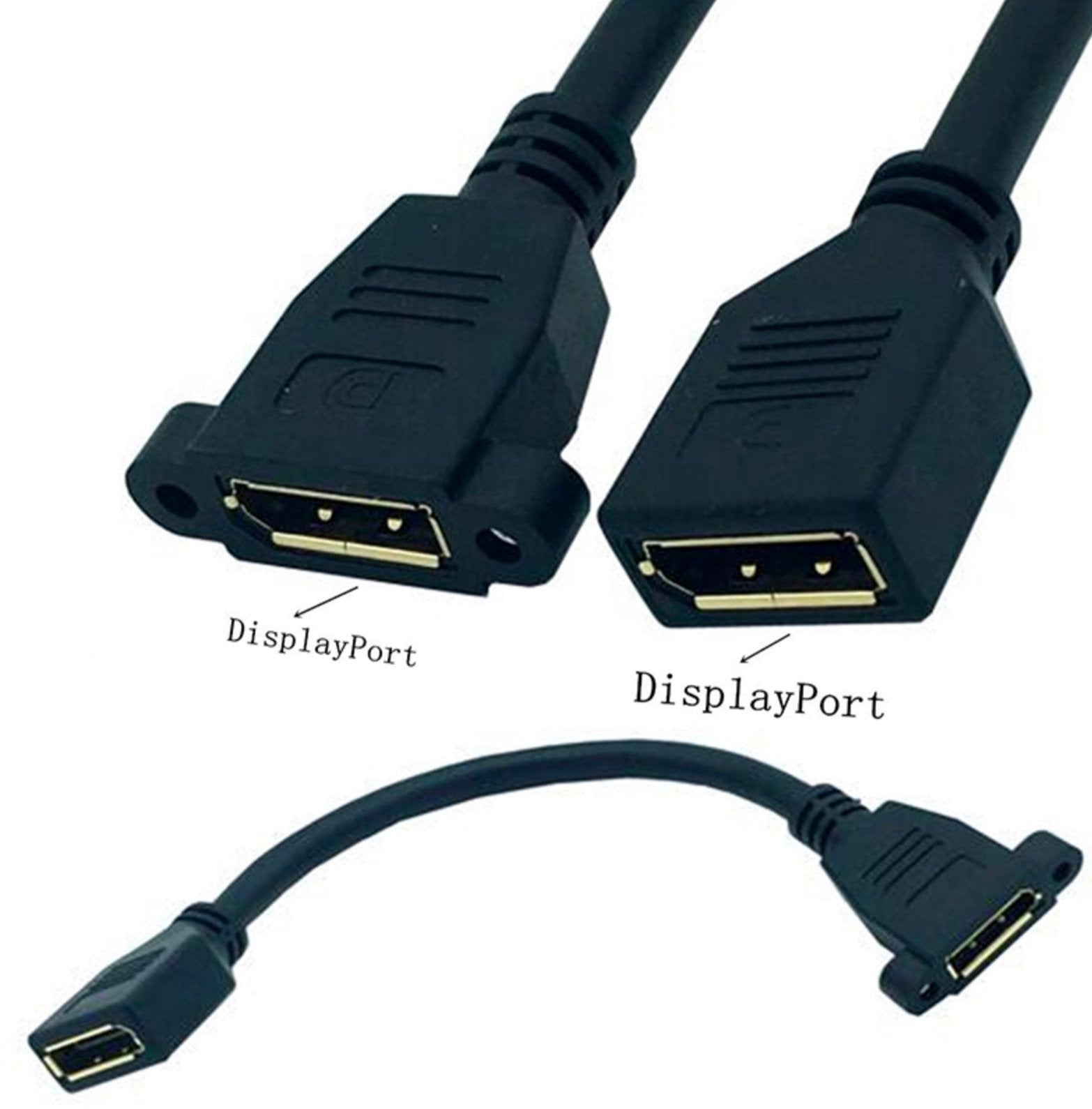 DisplayPort (1.2) Female to Female Single Panel Mount Extension Cable 0.3m